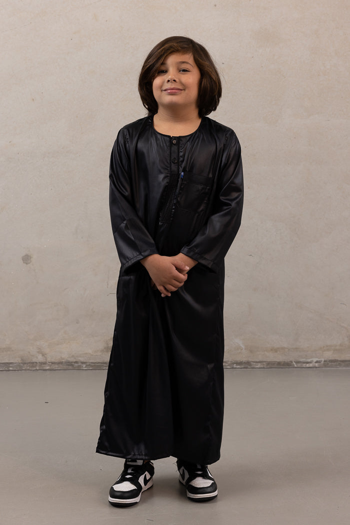 Boys Ikaf Long Sleeve Abaya - Black