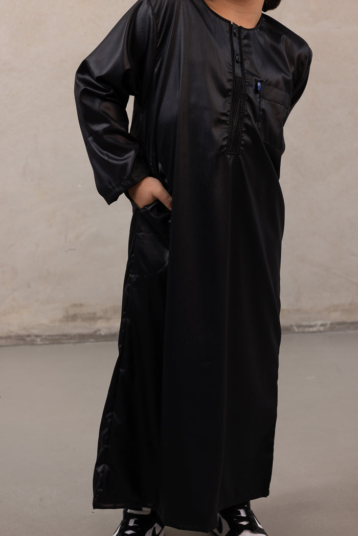 Boys Ikaf Long Sleeve Abaya - Black