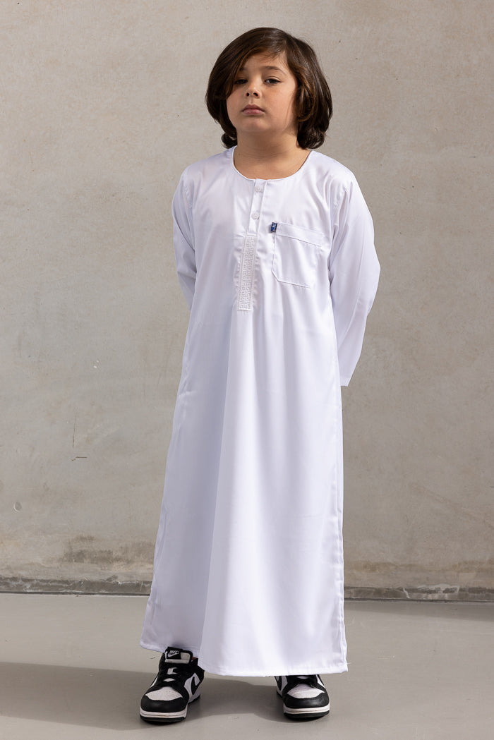 Boys Ikaf Long Sleeve Abaya - White