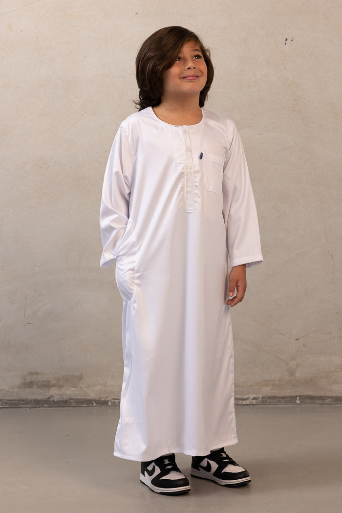 Boys Ikaf Long Sleeve Abaya - White