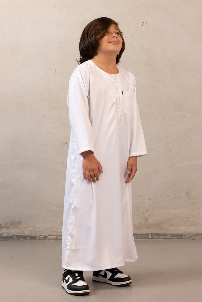 Boys Ikaf Long Sleeve Abaya - White