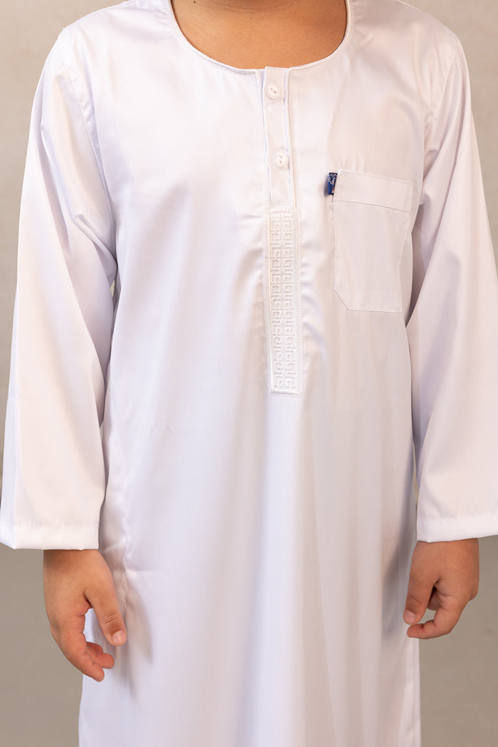 Boys Ikaf Long Sleeve Abaya - White