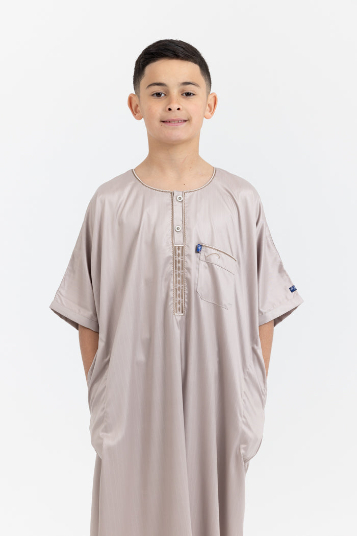 Youth Ikaf Short Sleeve Abaya - Mushroom