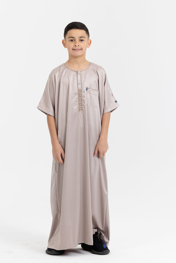 Youth Ikaf Short Sleeve Abaya - Mushroom