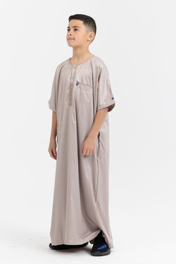 Youth Ikaf Short Sleeve Abaya - Mushroom