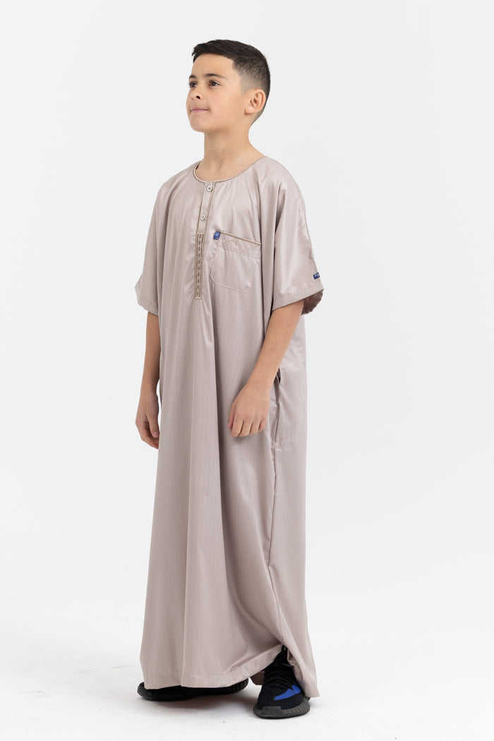 Youth Ikaf Short Sleeve Abaya - Mushroom