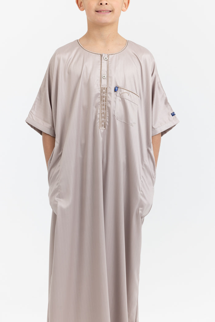 Youth Ikaf Short Sleeve Abaya - Mushroom