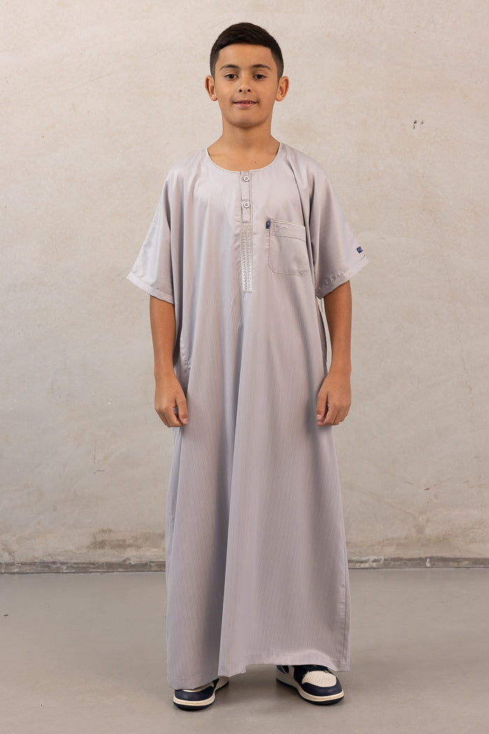 Youth Ikaf Short Sleeve Abaya - Platinum