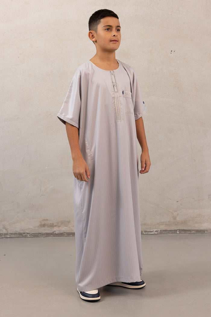 Youth Ikaf Short Sleeve Abaya - Platinum