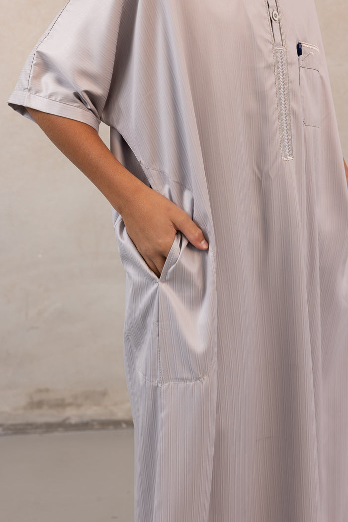 Youth Ikaf Short Sleeve Abaya - Platinum