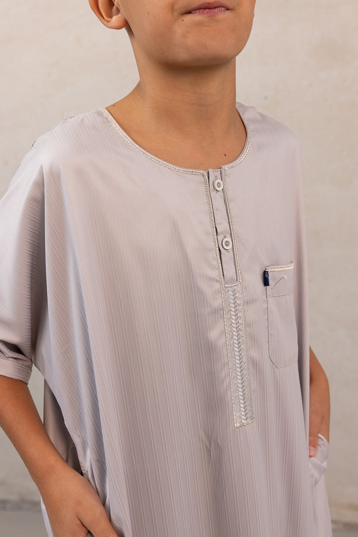 Youth Ikaf Short Sleeve Abaya - Platinum
