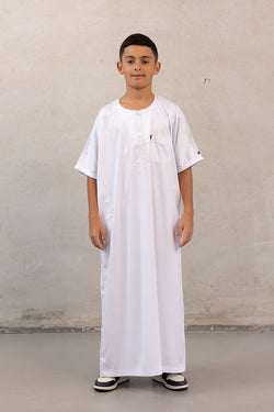 Youth Ikaf Short Sleeve Abaya - White