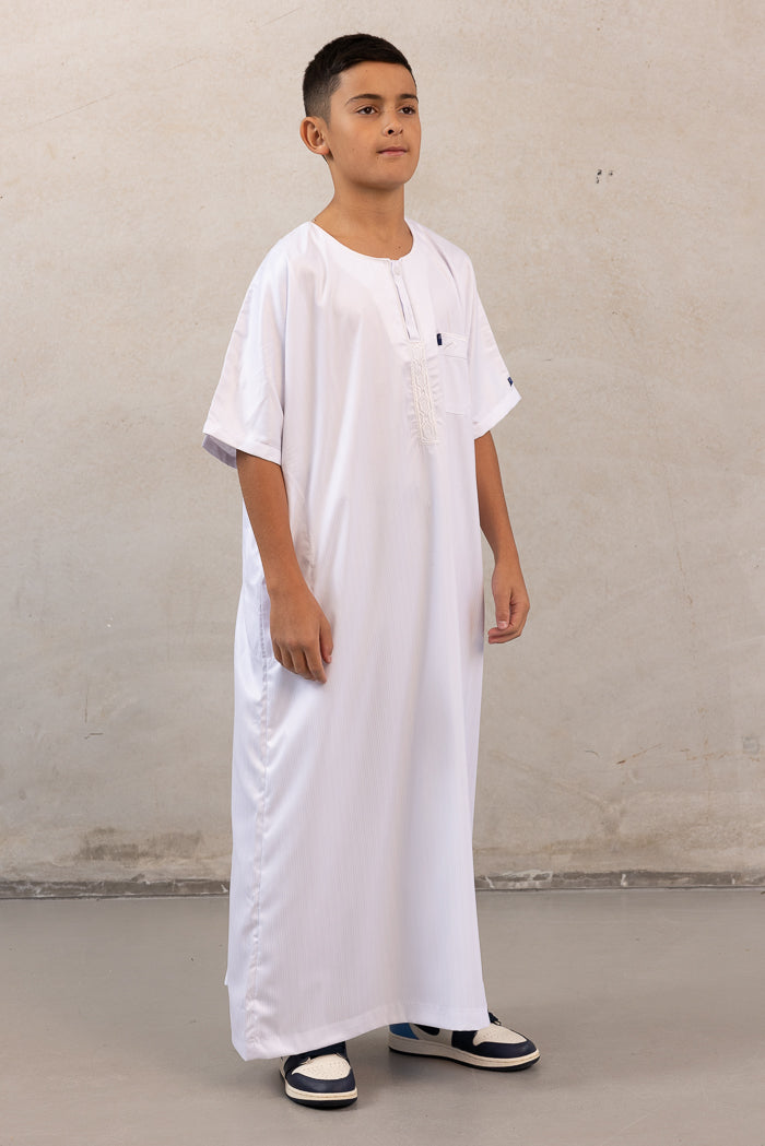 Youth Ikaf Short Sleeve Abaya - White