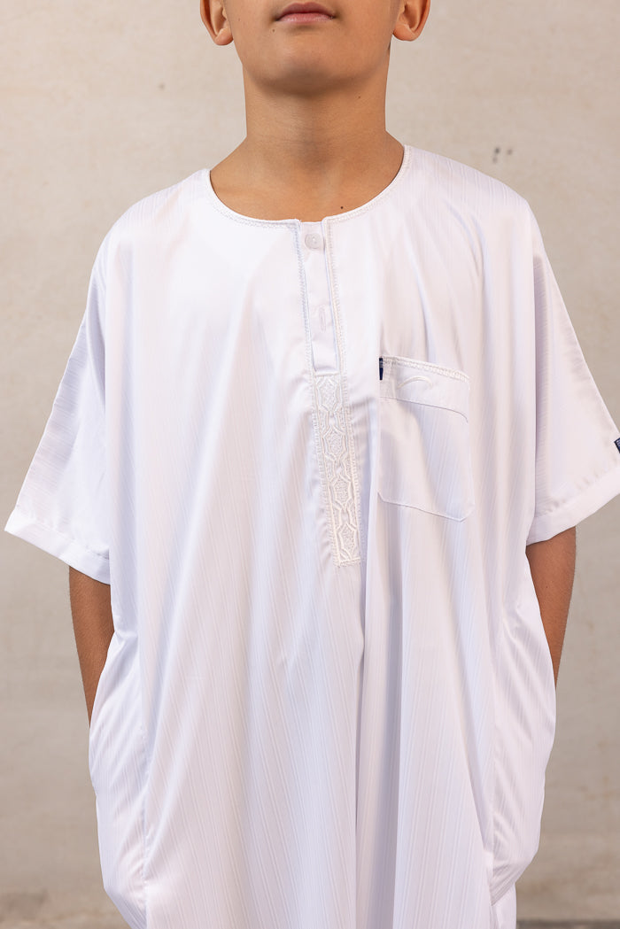 Youth Ikaf Short Sleeve Abaya - White