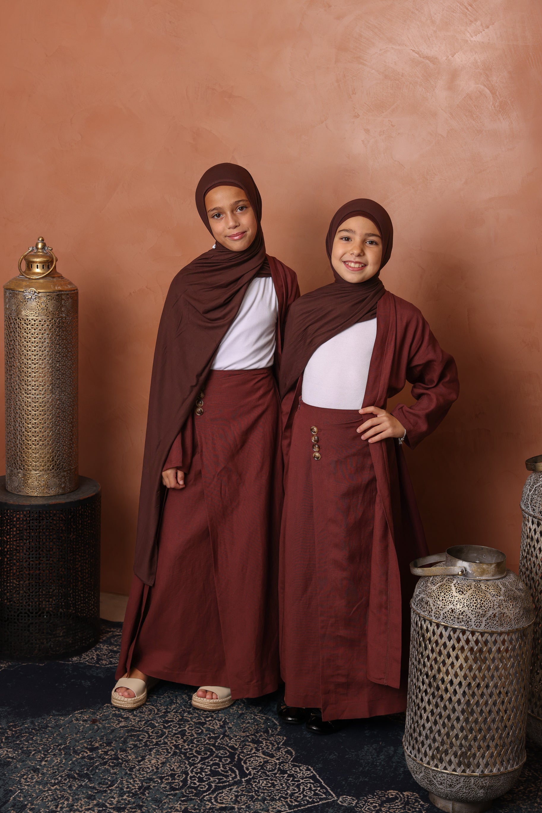 Girls Sienna Open Abaya - Mahogany 133