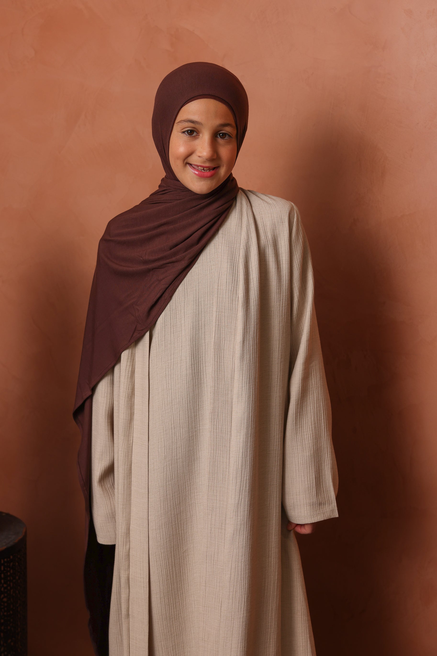 Girls Leen Open Abaya Set - Taupe