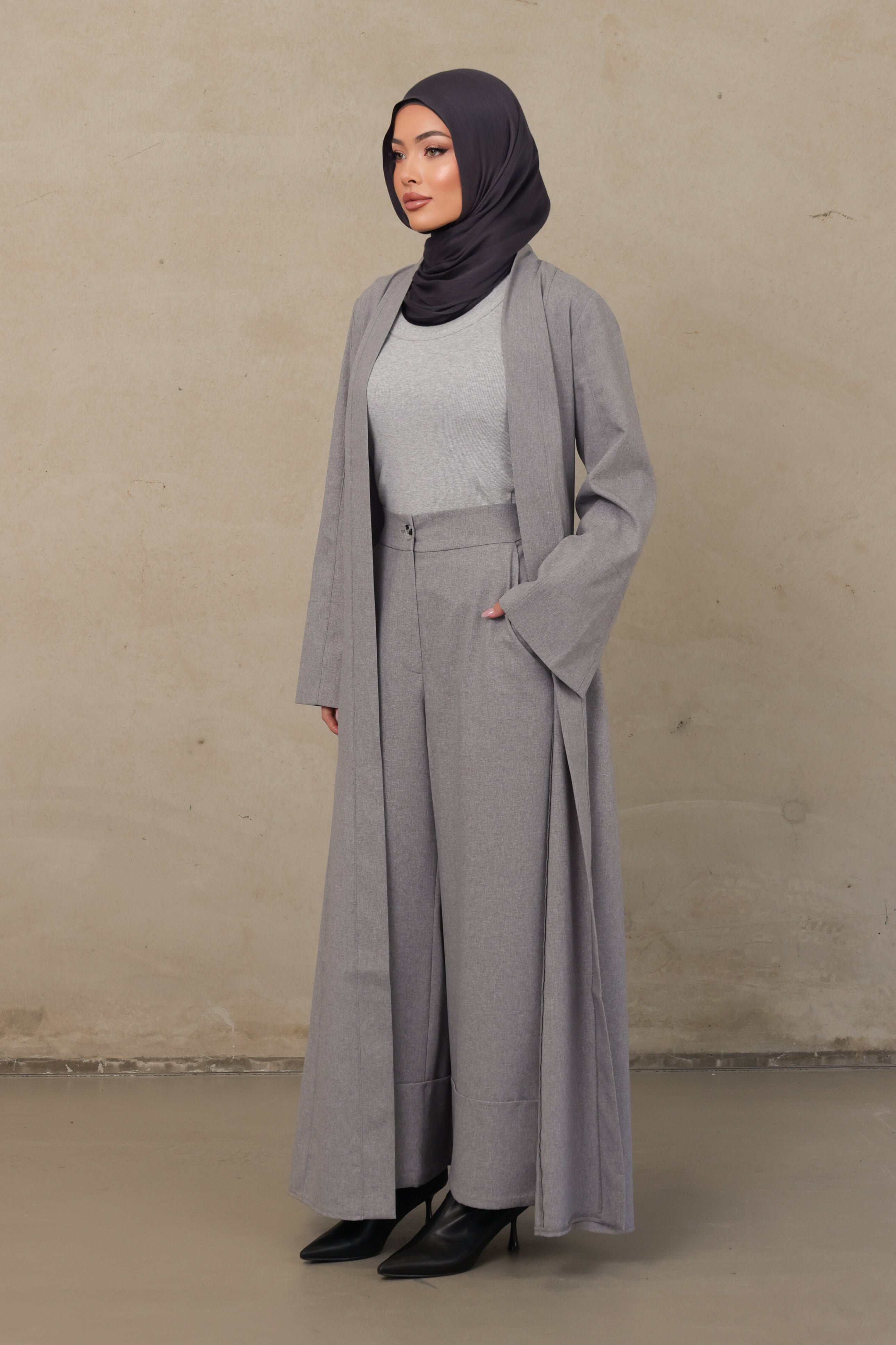 Alba Stitched Kimono - Grey