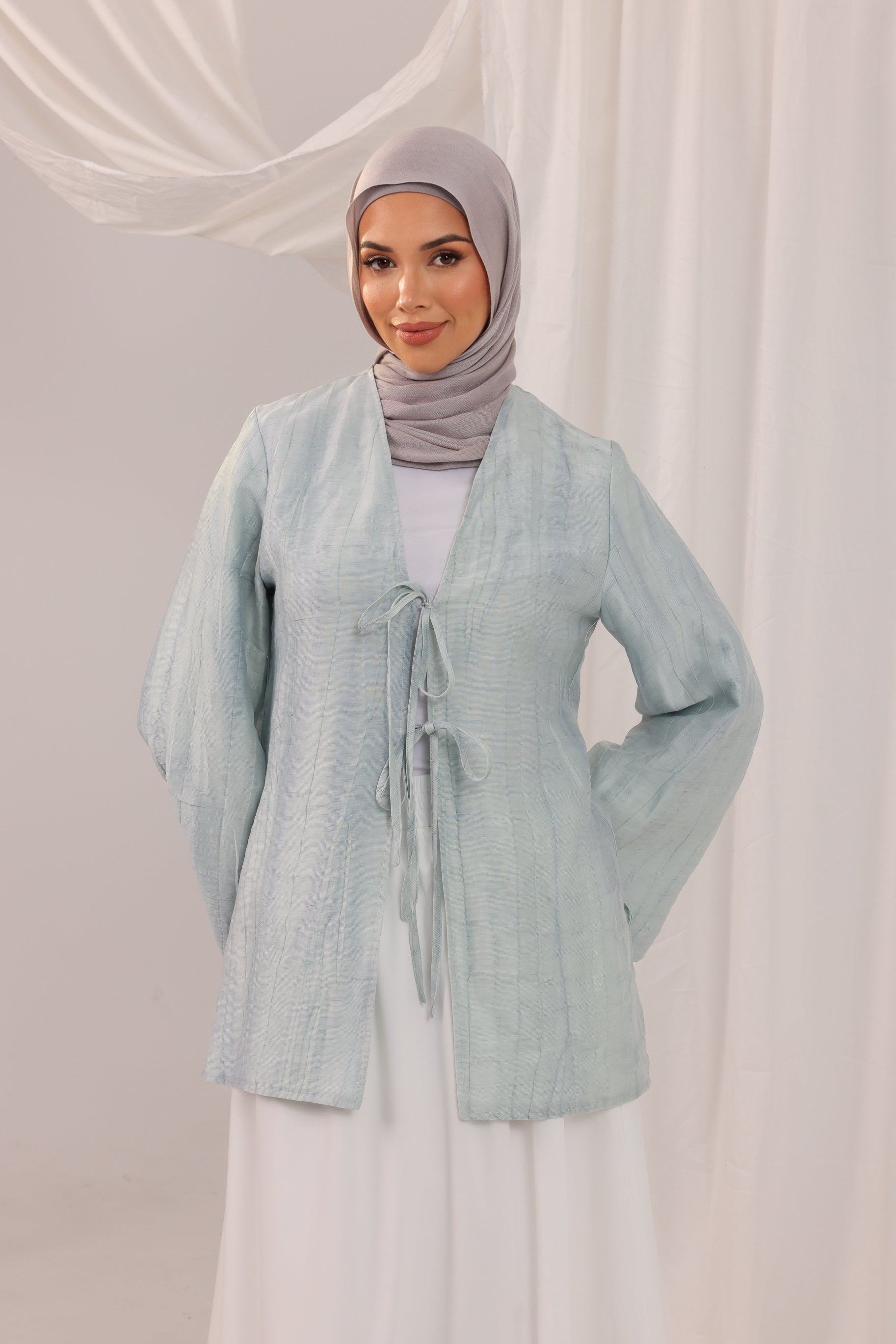 Arabella Tie Up Top - Ice Blue