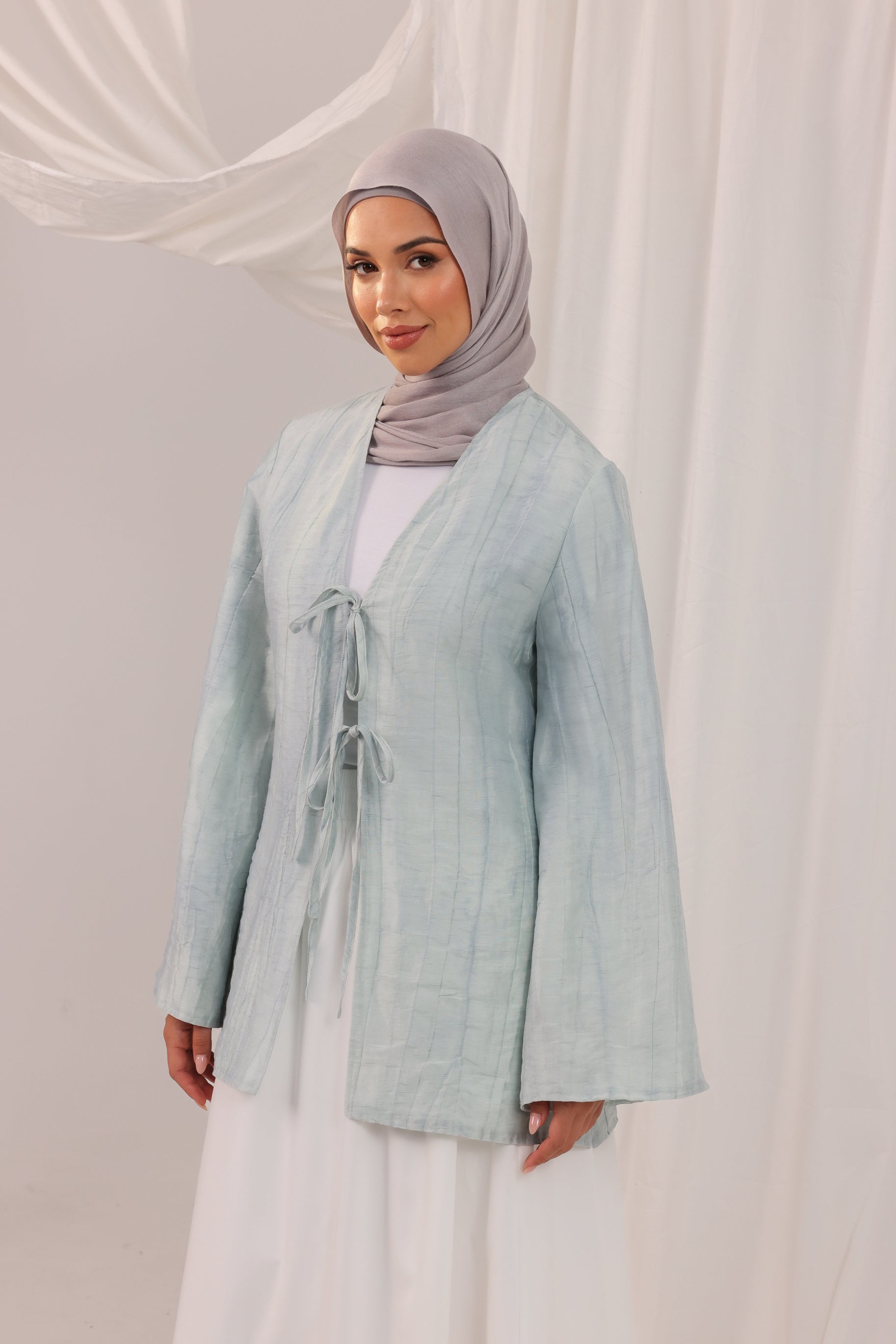 Arabella Tie Up Top - Ice Blue