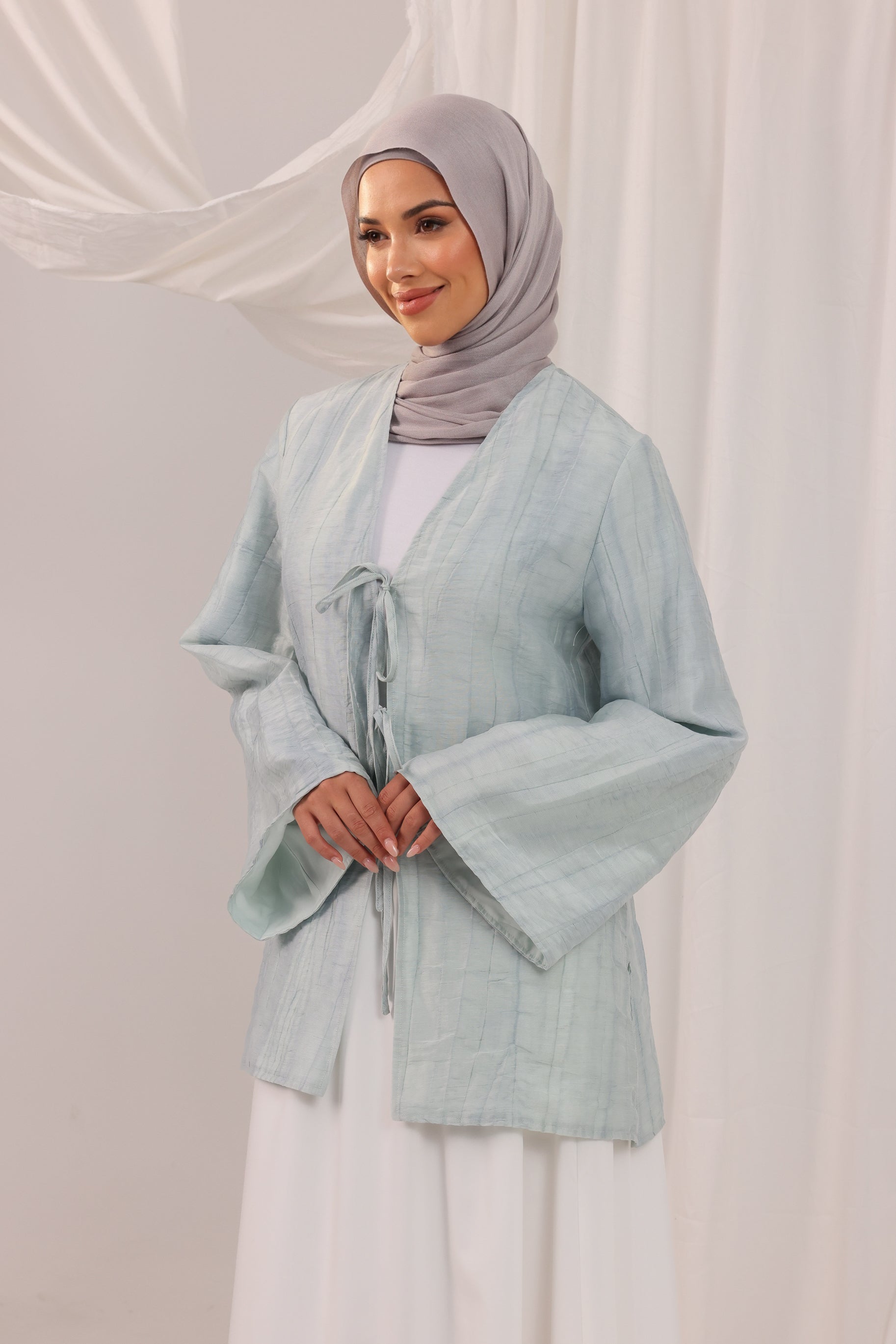 Arabella Tie Up Top - Ice Blue