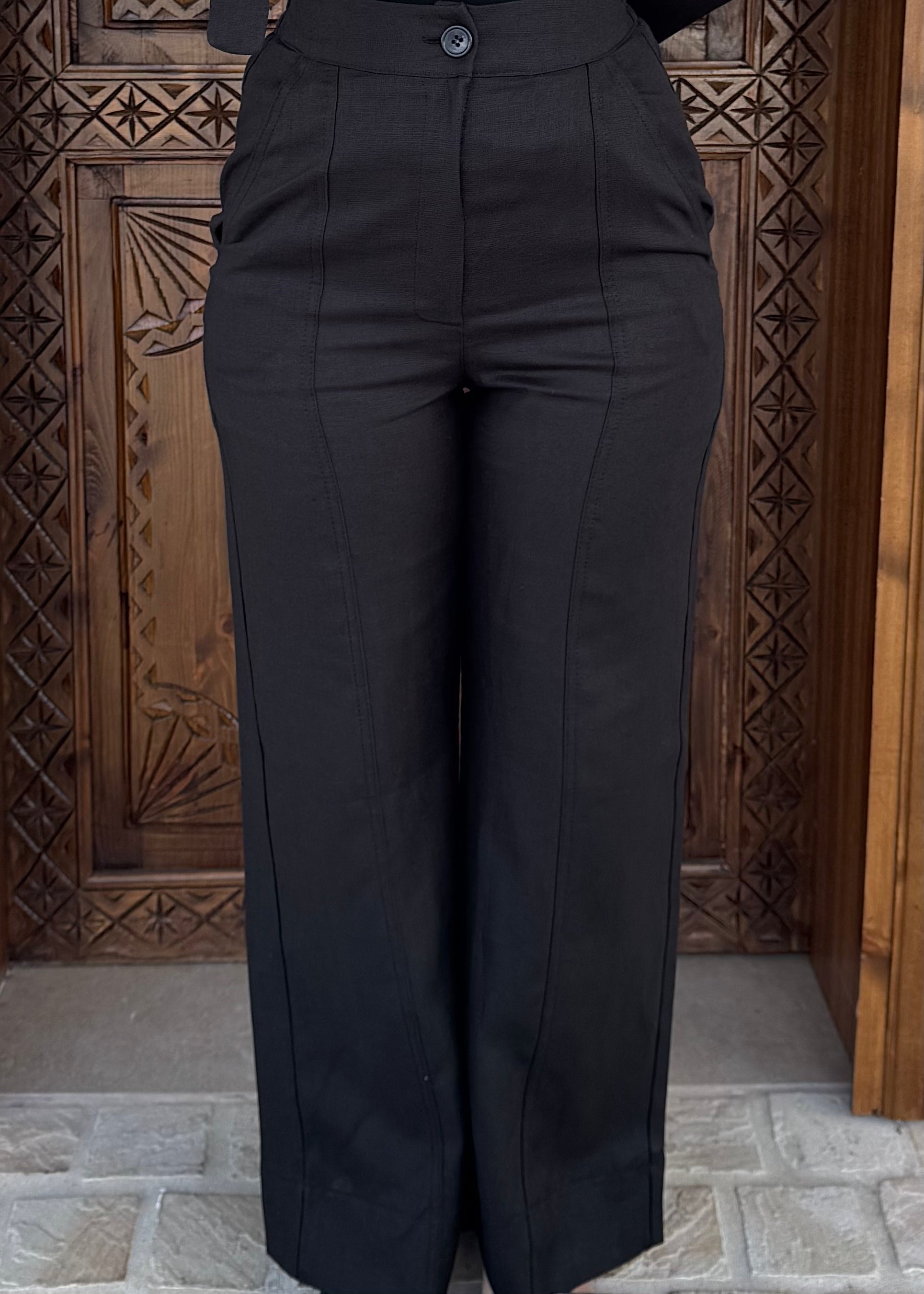 Nadira Linen Pants - Black