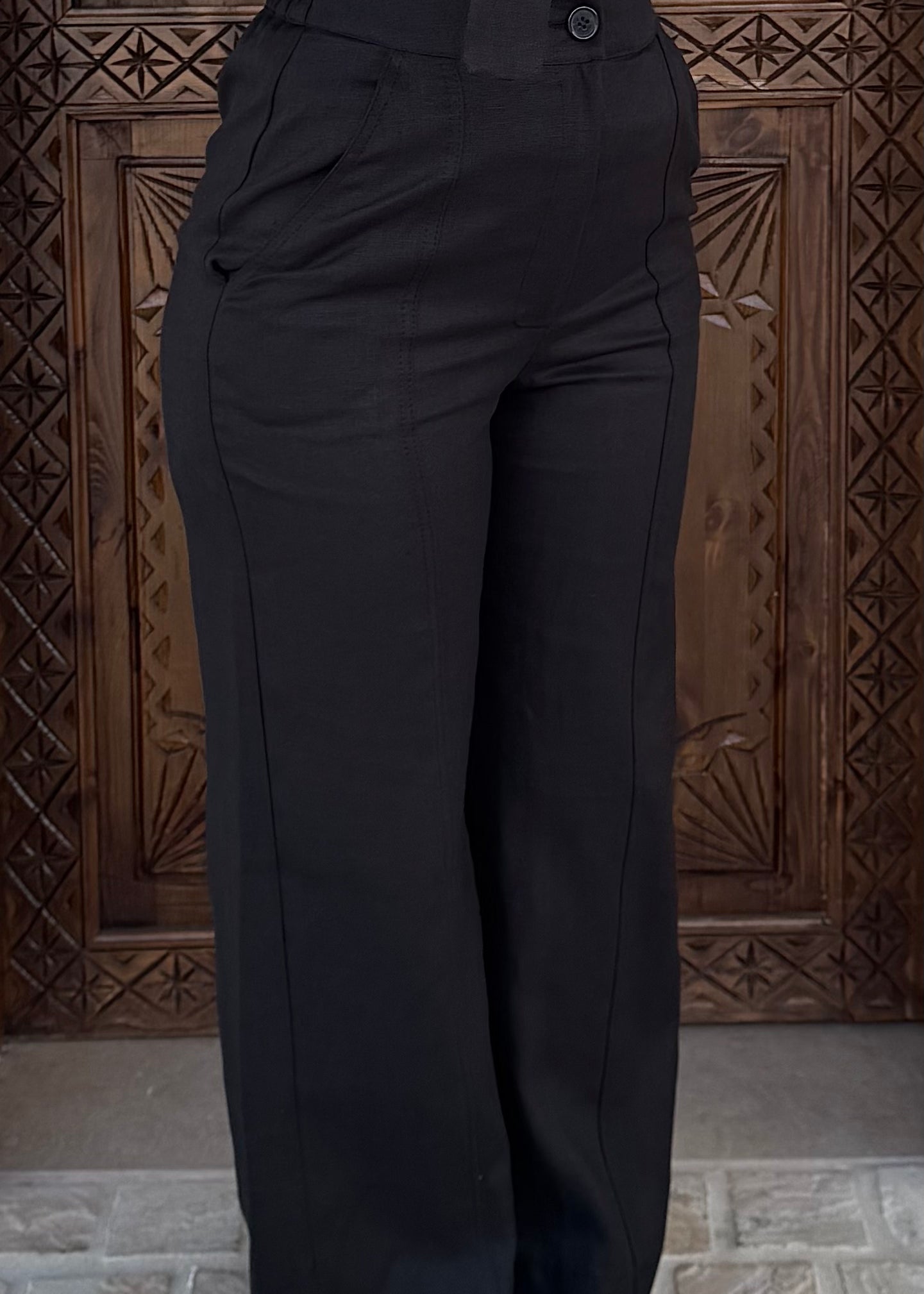 Nadira Linen Pants - Black