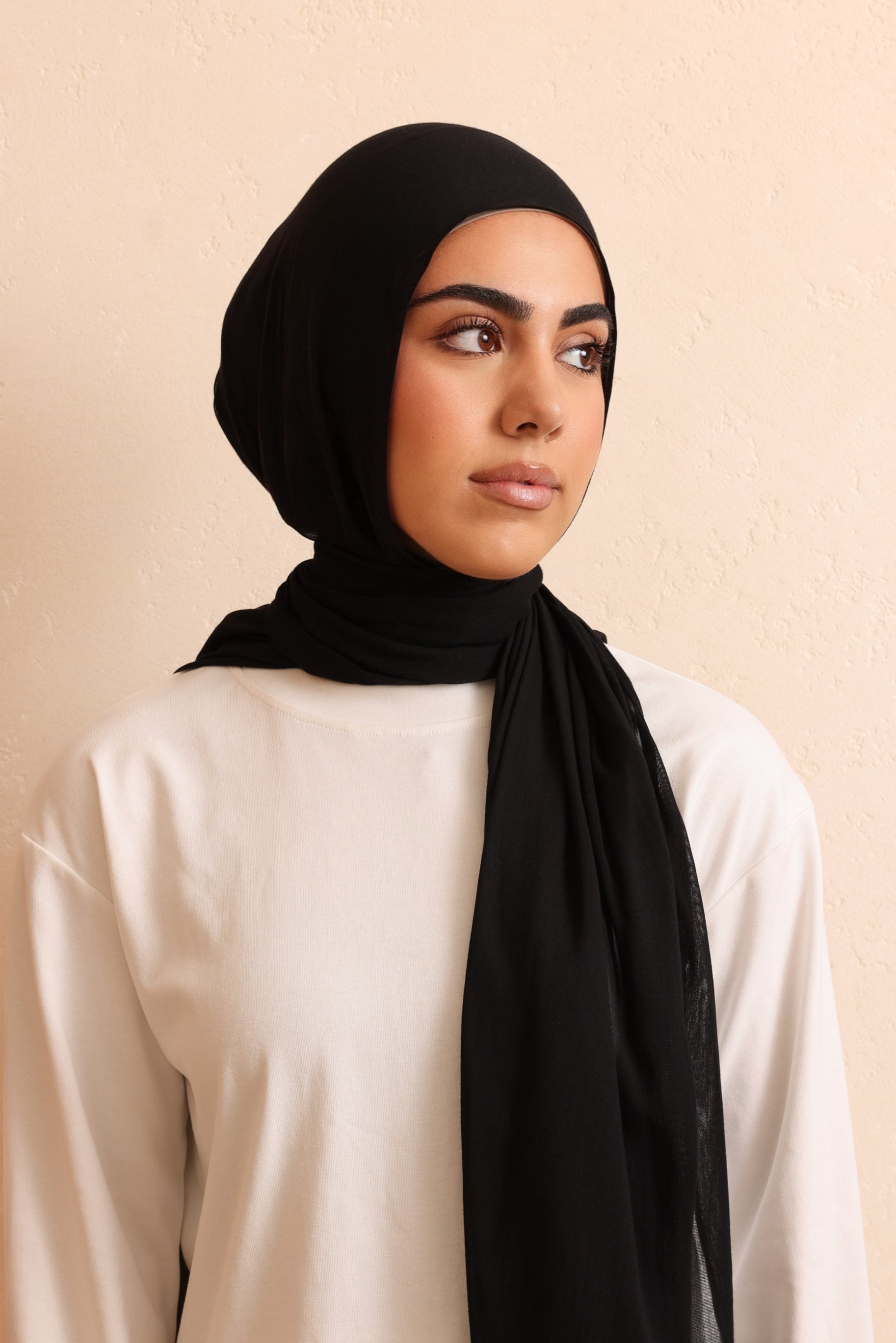 Single Stitched Modal Hijab - Black