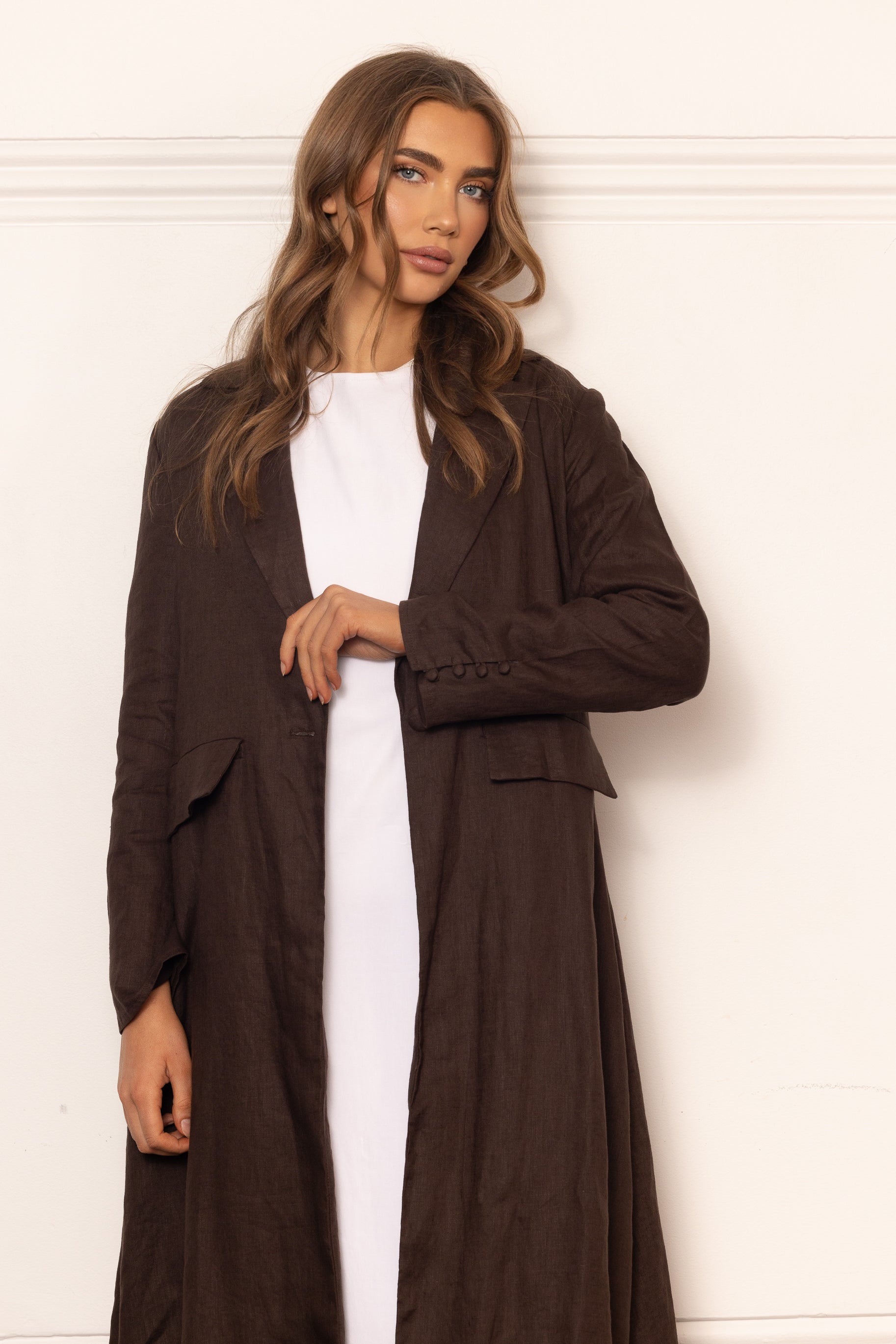 Tailored Open Abaya - Cedar