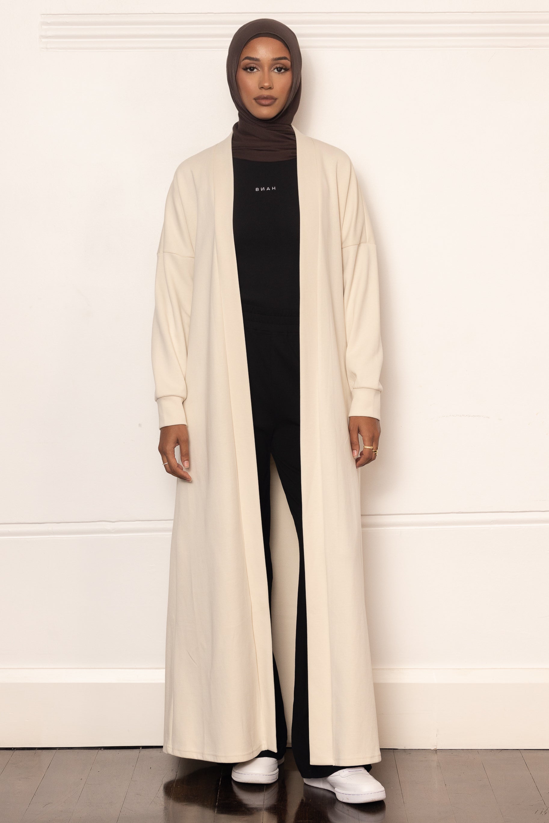 Everyday Winter Open Abaya - Stone
