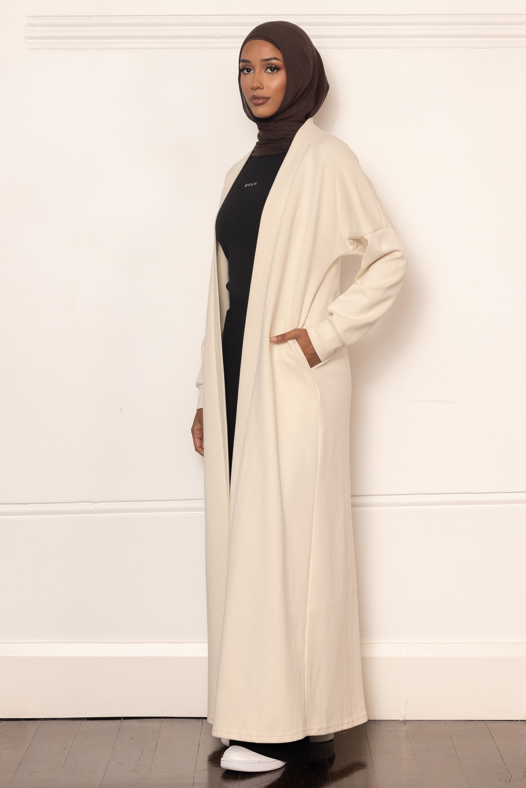 Everyday Winter Open Abaya - Stone