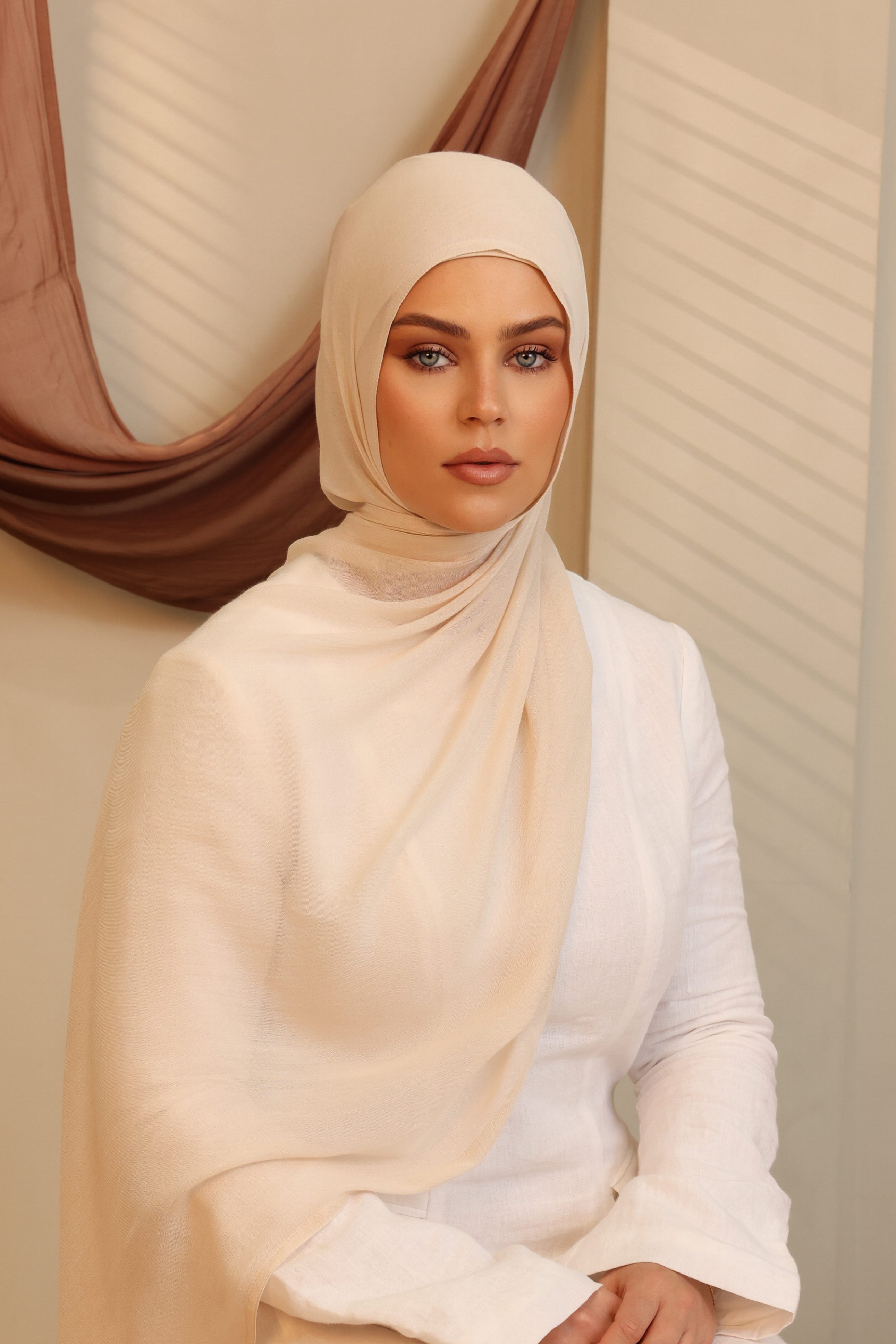 Double Stitched Modal Hijab Set - 3 Light Beige