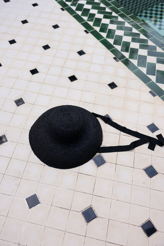 Jamela Rafia Bucket Hat - Black