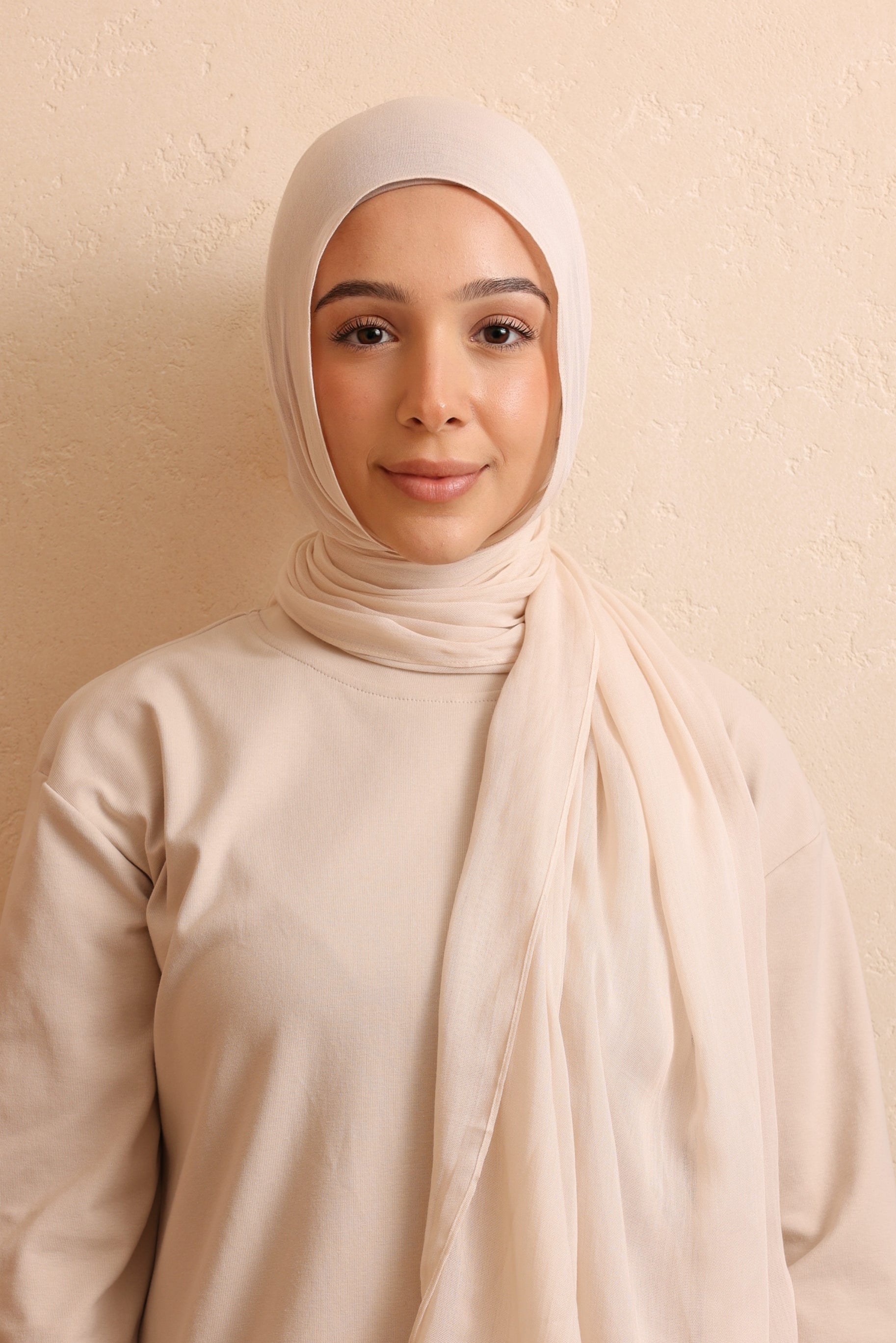 Single Stitched Modal Hijab - Light Beige