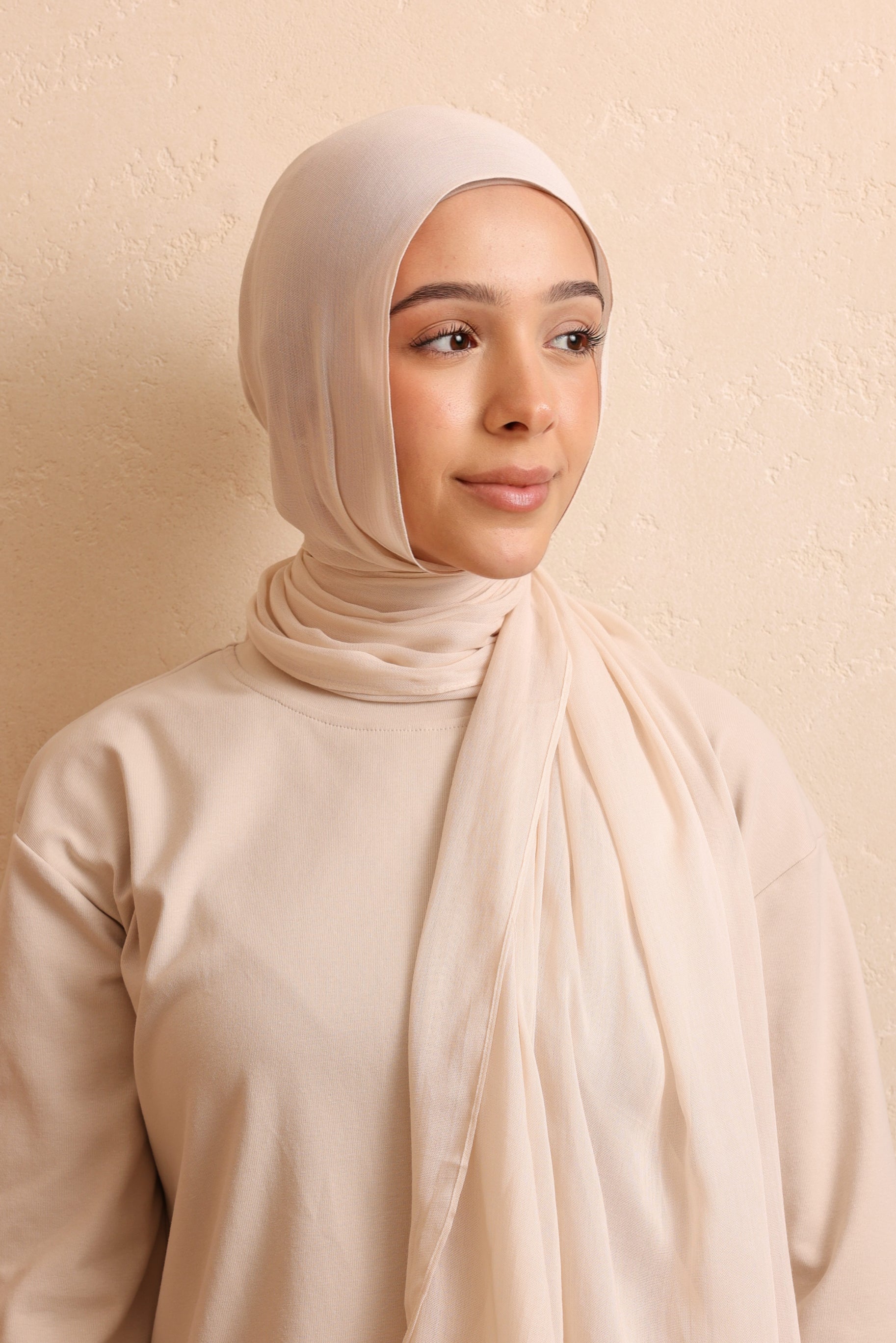 Single Stitched Modal Hijab - Light Beige