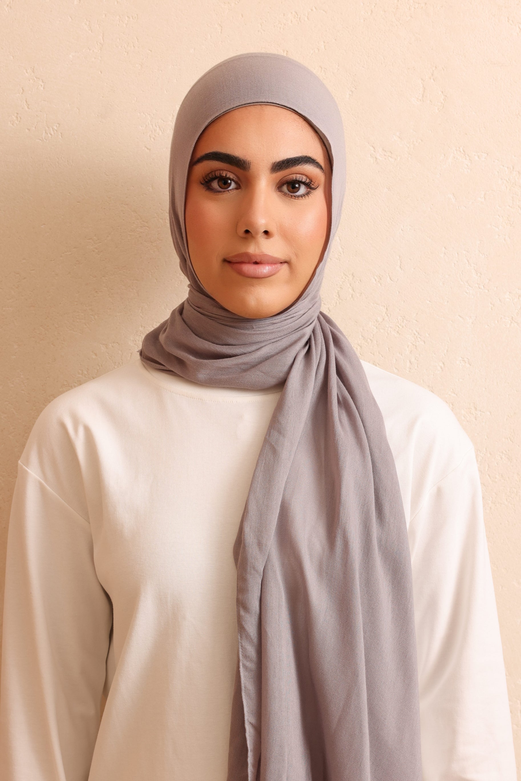 Single Stitched Modal Hijab - Light Grey