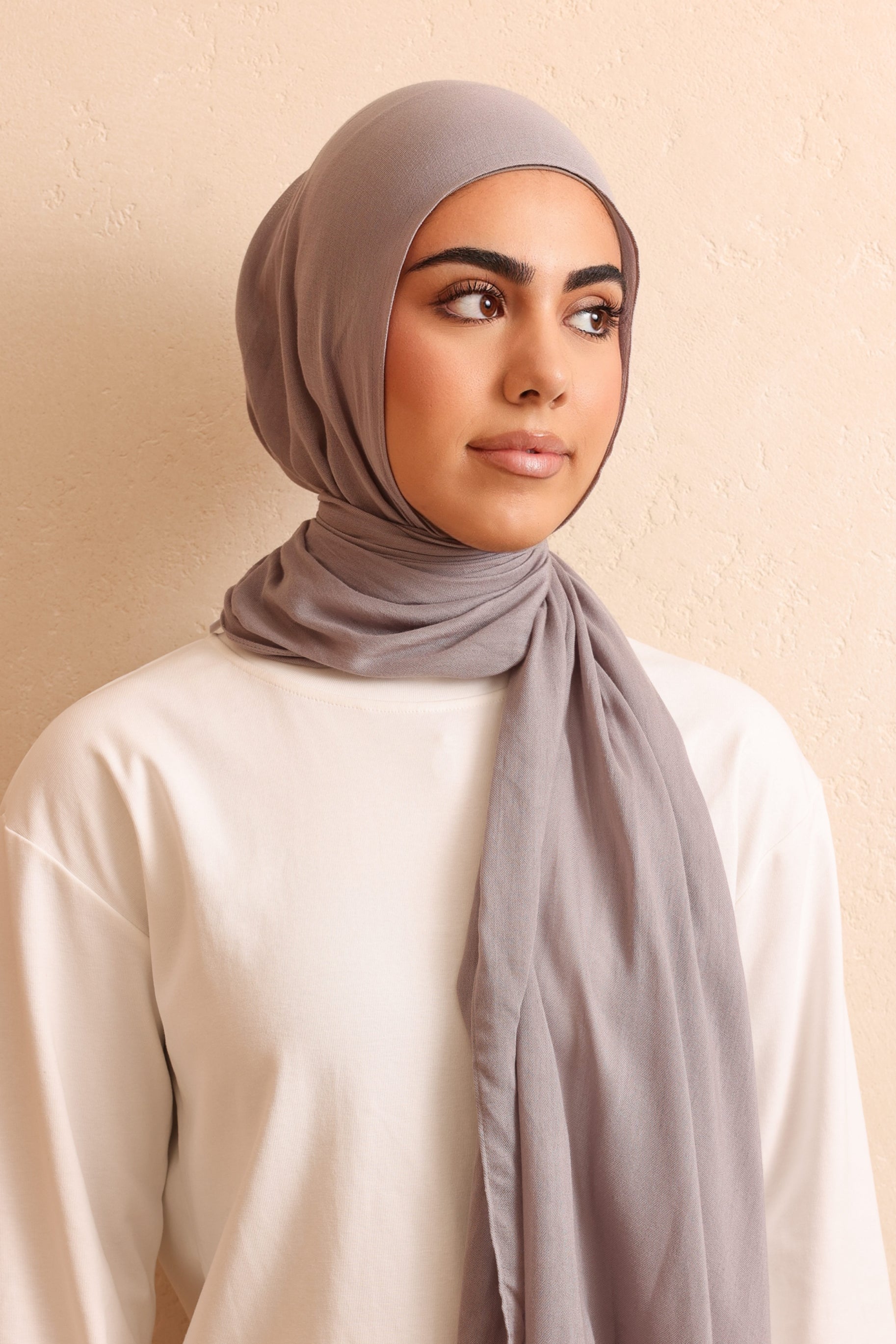 Single Stitched Modal Hijab - Light Grey