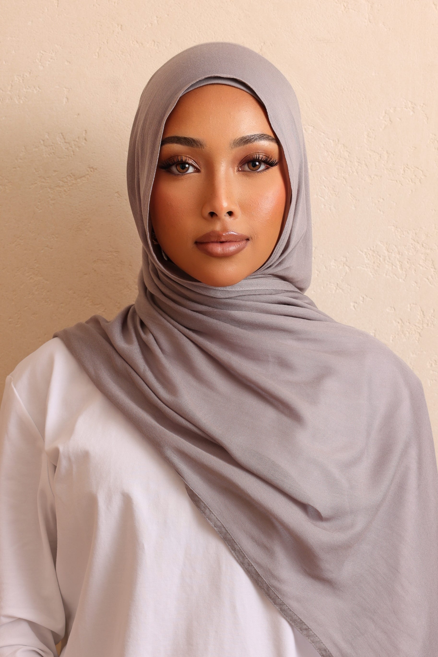 Double Stitched Modal Hijab Set - Light Grey