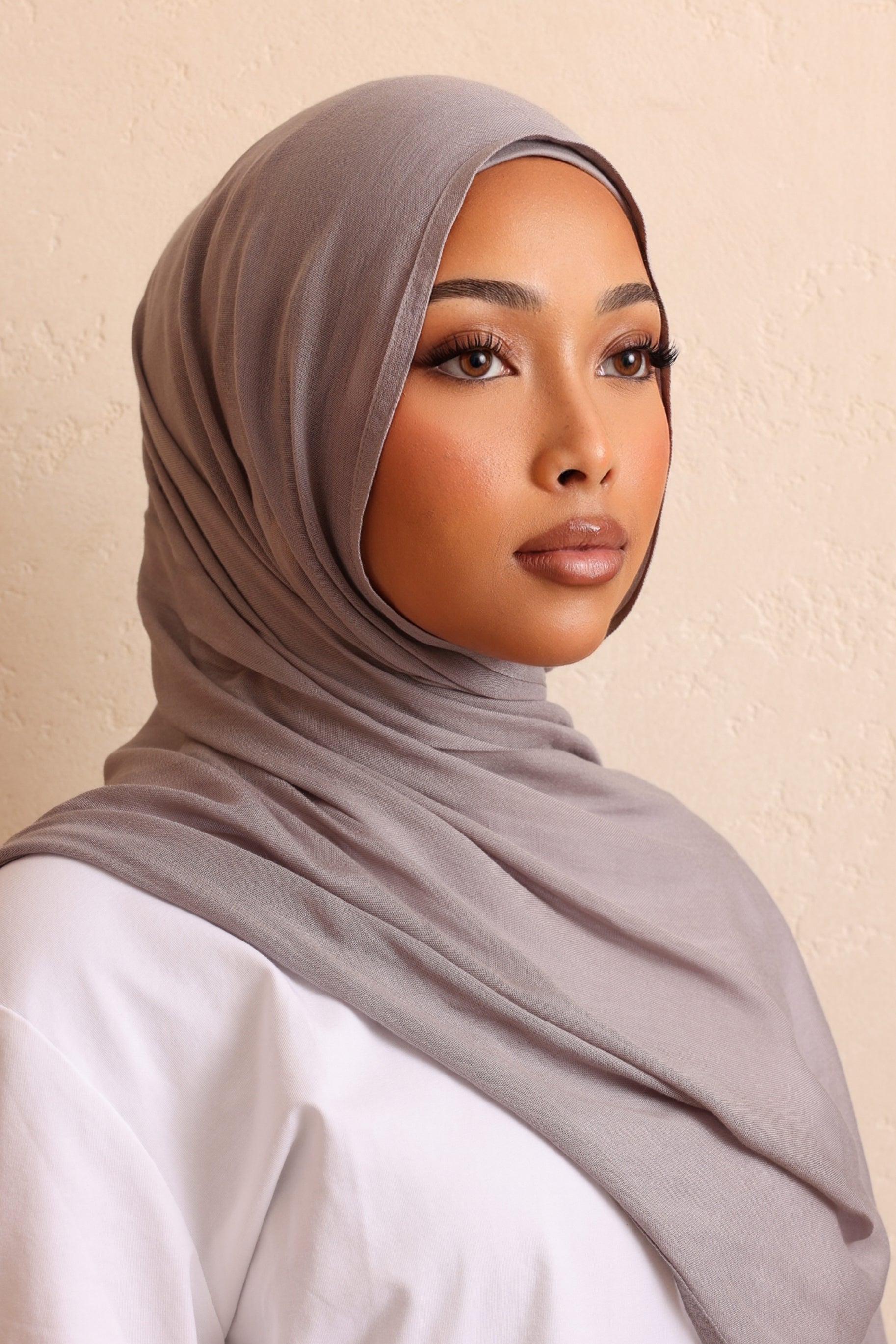 Double Stitched Modal Hijab Set - Light Grey