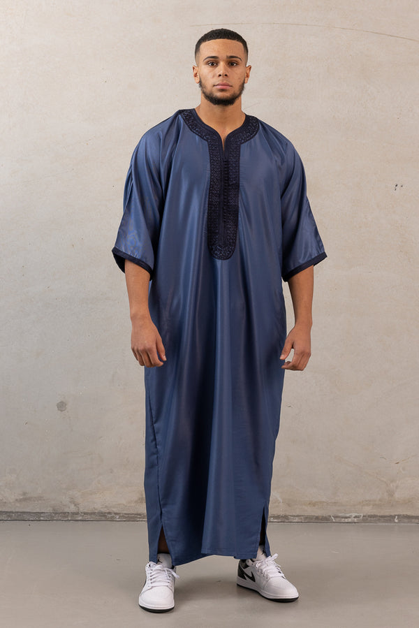 Moroccan Plain Short Sleeve Thobes - Blue