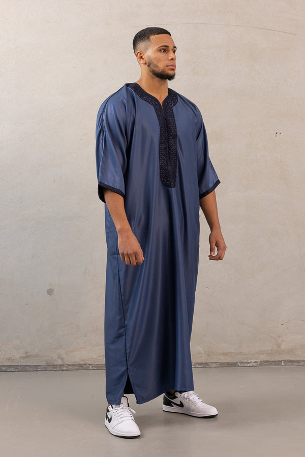 Moroccan Plain Short Sleeve Thobes - Blue