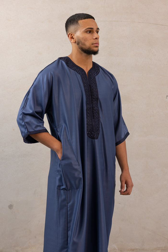 Moroccan Plain Short Sleeve Thobes - Blue