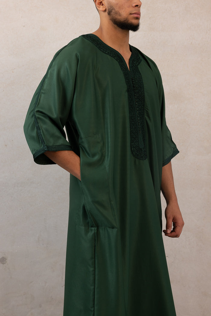 Moroccan Plain Short Sleeve Thobes - Medina green