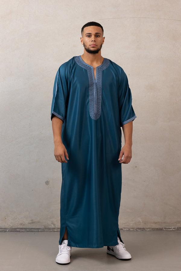 Moroccan Plain Short Sleeve Thobes - Teal
