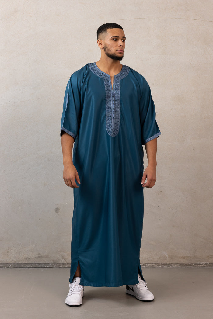 Moroccan Plain Short Sleeve Thobes - Teal