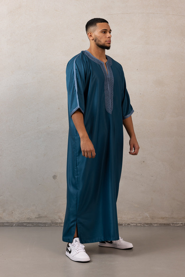 Moroccan Plain Short Sleeve Thobes - Teal