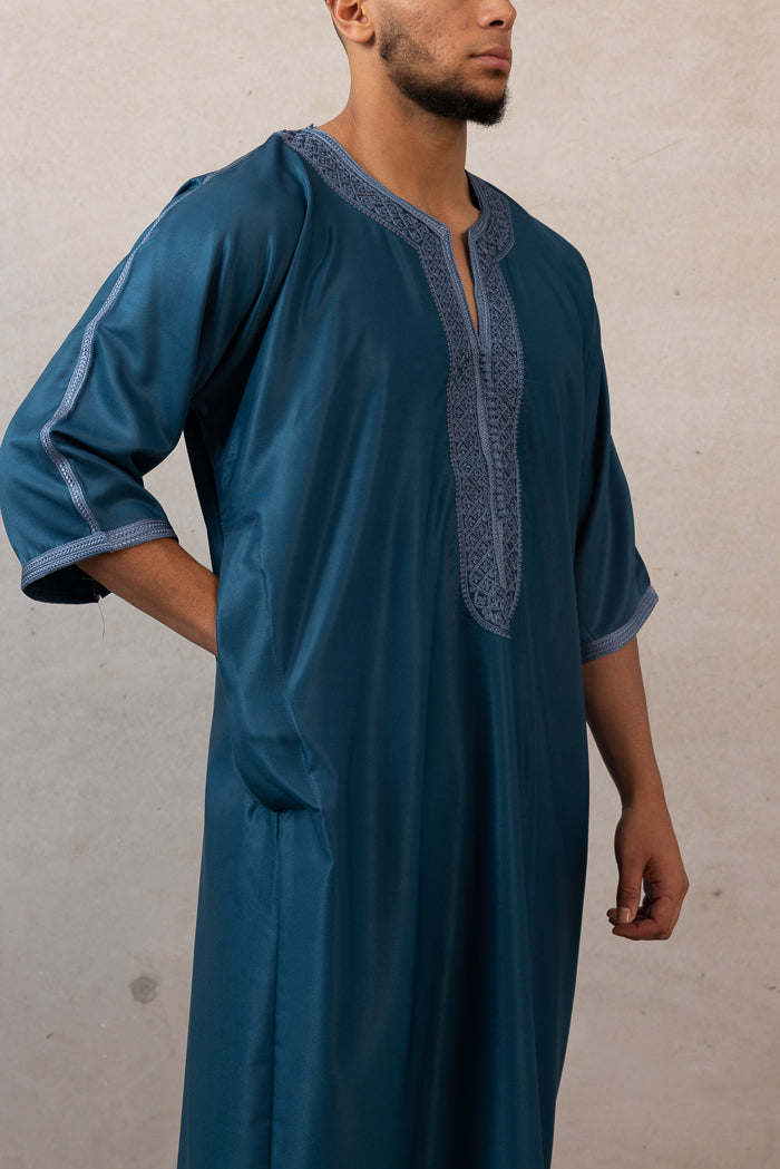 Moroccan Plain Short Sleeve Thobes - Teal