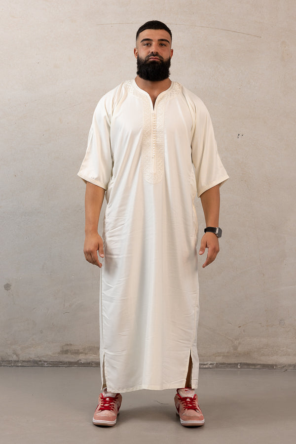 Moroccan Plain Short Sleeve Thobes - White