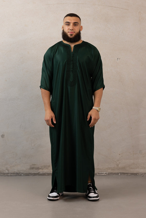 Moroccan Plain Short Sleeve Thobes - Emerald