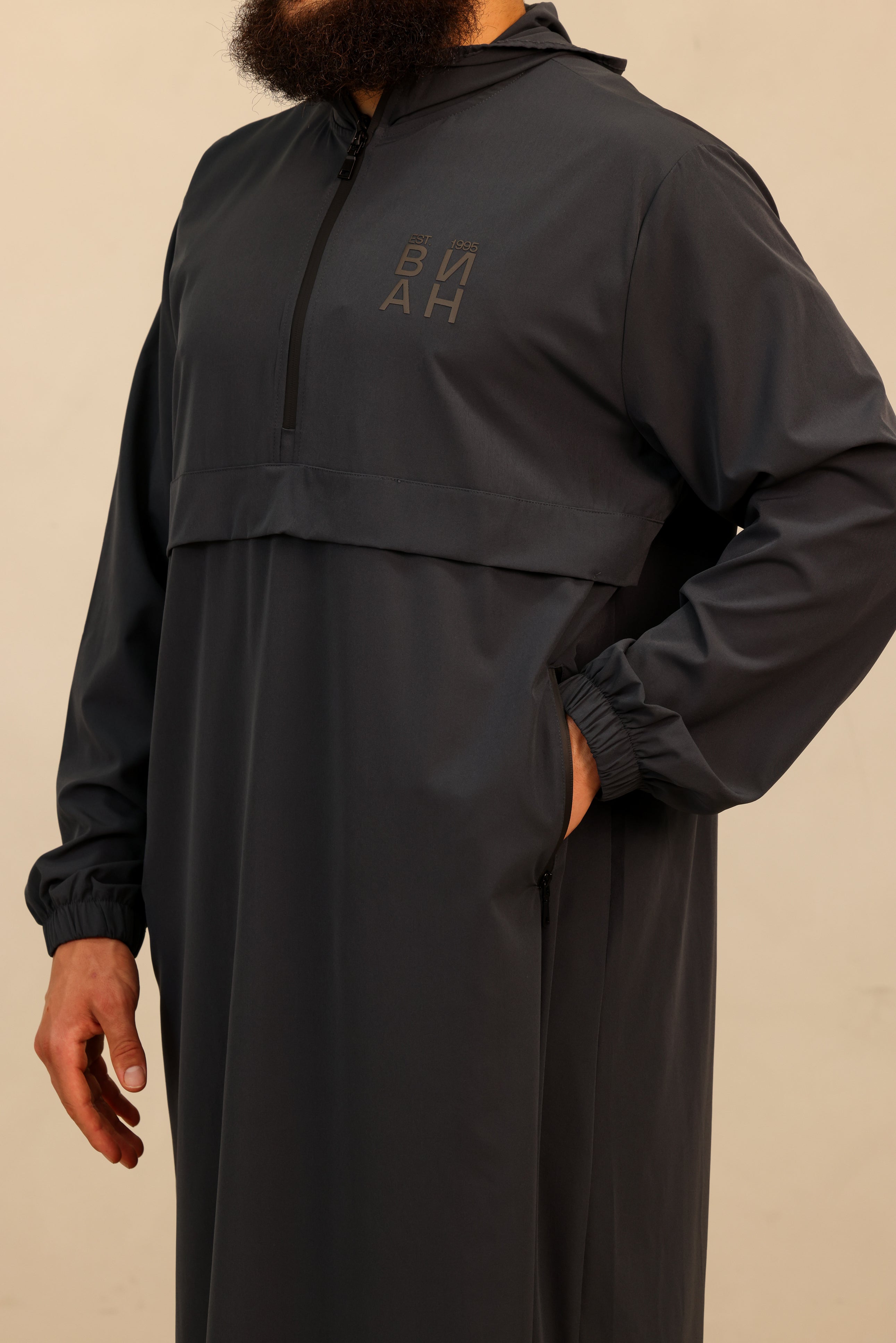 Men's Ishaq Dry Fit Thobe - Charcoal