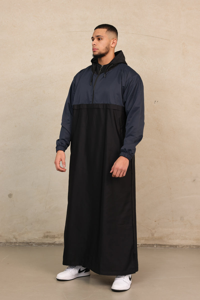 Men's Nour 2 Tone Thobe - Black & Navy